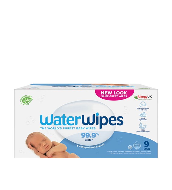 WaterWipes BIO, Chusteczki nawilżane dla dzieci 540 szt. (9 op. po 60 szt.)