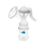 Nuvita, Materno Twist, Laktator ręczny dwufazowy z obrotową rączka 270°, Szary + butelka 150ml