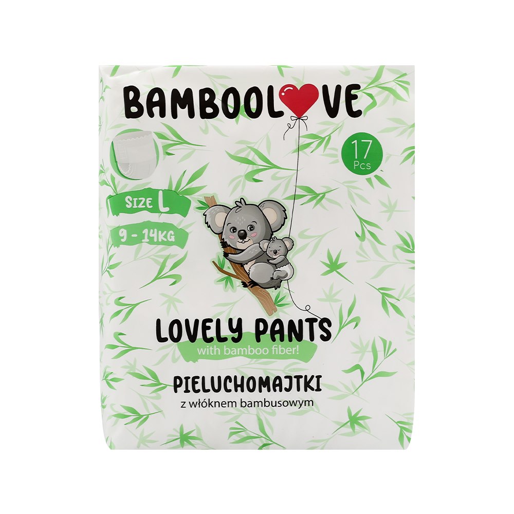 BAMBOOLOVE, LOVELY PANTS, Pieluchomajtki jednorazowe, rozmiar L (10-14 kg), 17 szt.