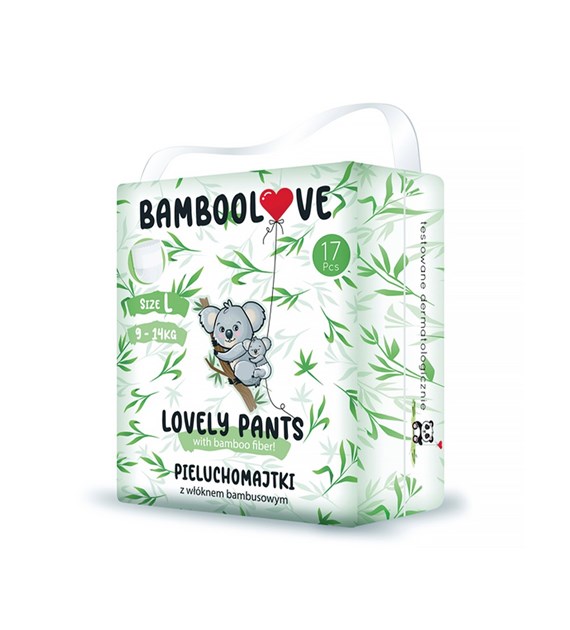 BAMBOOLOVE, LOVELY PANTS, Pieluchomajtki jednorazowe, rozmiar L (10-14 kg), 17 szt.