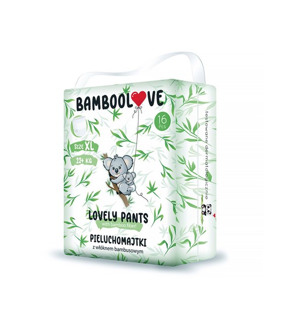 BAMBOOLOVE, LOVELY PANTS, Pieluchomajtki jednorazowe, rozmiar XL (13-18 kg), 16 szt.