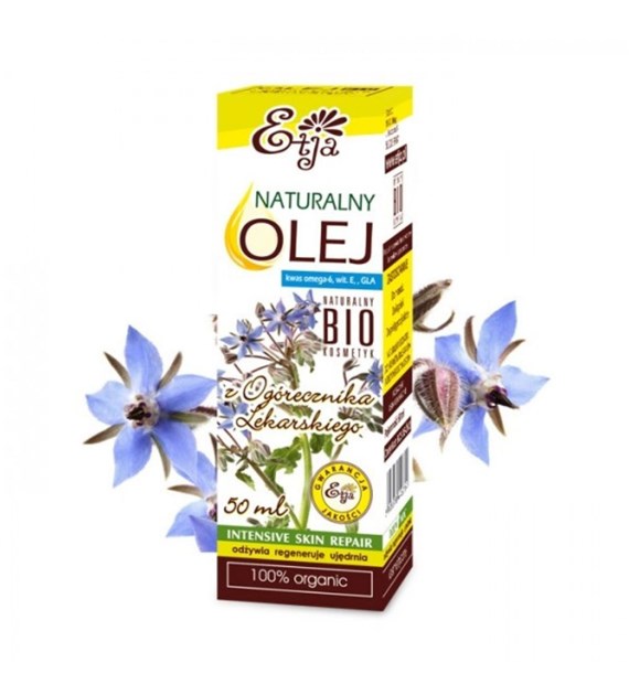 Etja, Naturalny BIO olej z ogórecznika lekarskiego (kwas omega6, witamina E., GLA), 50 ml