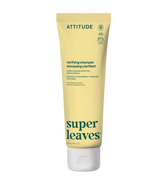 Attitude SUPER LEAVES,  Oczyszczający szampon do włosów, z liśćmi cytryny i białą herbatą, 240 ml