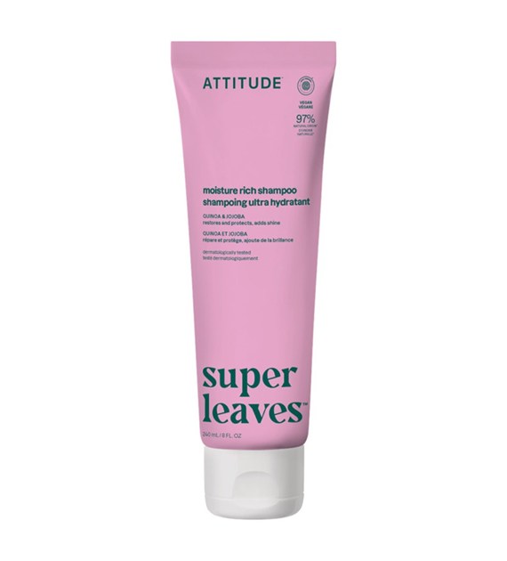 Attitude SUPER LEAVES, Nawilżający szampon do włosów, z komosą ryżową i olejem jojoba, 240 ml
