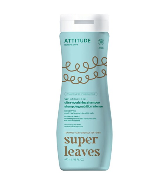 Attitude SUPER LEAVES, Intensywnie odżywczy szampon z masłem shea, do włosów kręconych, 473 ml