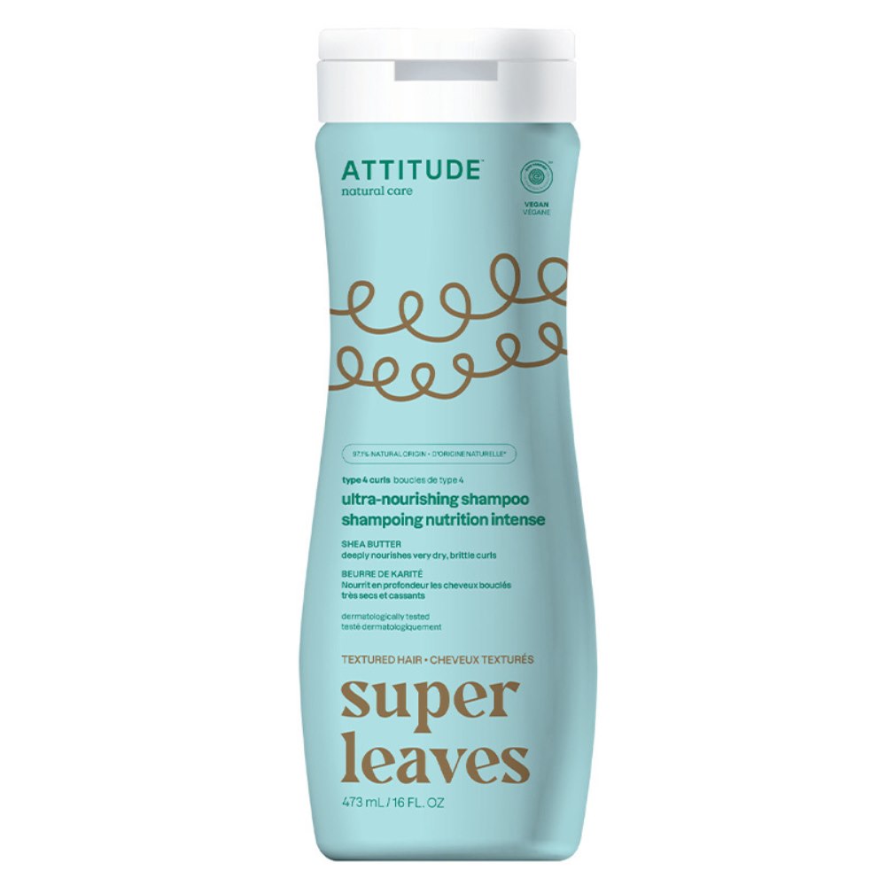 Attitude SUPER LEAVES, Intensywnie odżywczy szampon z masłem shea, do włosów kręconych, 473 ml