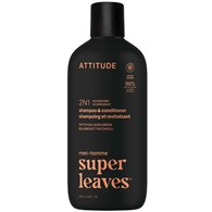 Attitude SUPER LEAVES,  Szampon i odżywka do włosów 2w1 dla mężczyzn, odżywcze  - Paczula i bourbon, 415 ml