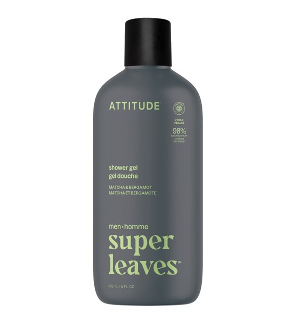 Attitude SUPER LEAVES,  Żel pod prysznic, dla mężczyzn - Matcha i Bergamot, 415 ml