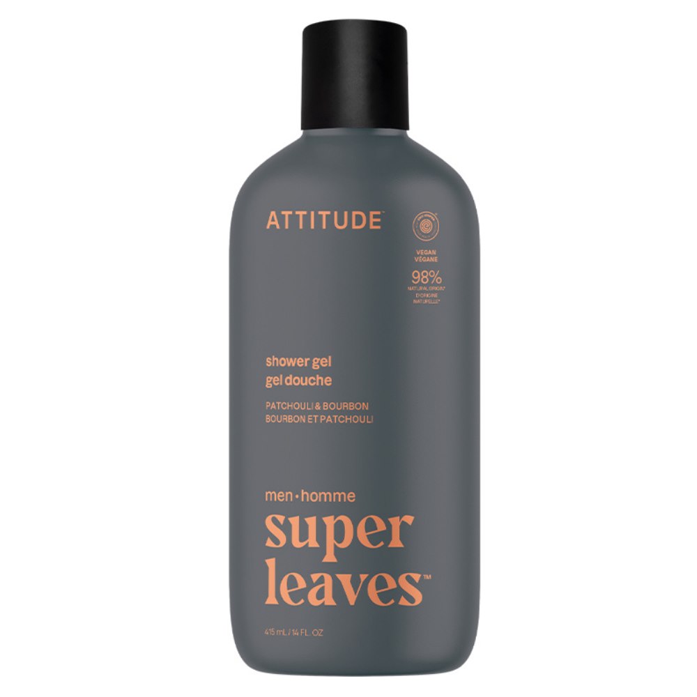 Attitude SUPER LEAVES,  Żel pod prysznic, dla mężczyzn - Paczula i bourbon, 415 ml