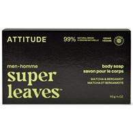 Attitude SUPER LEAVES, Mydło w kostce do ciała, dla mężczyzn - Matcha i Bergamot, 113 g