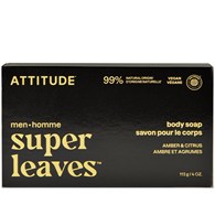 Attitude SUPER LEAVES, Mydło w kostce do ciała, dla mężczyzn - Bursztyn i cytrus, 113 g
