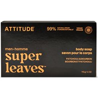 Attitude SUPER LEAVES, Mydło w kostce do ciała, dla mężczyzn - Paczul i bourbon, 113 g