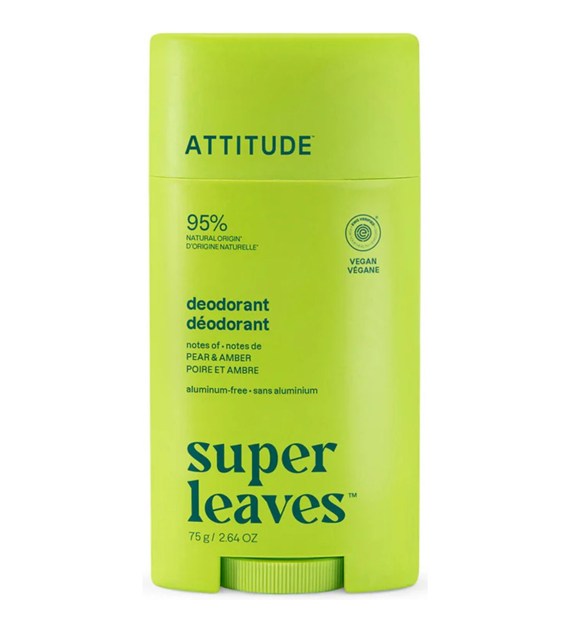 Attitude Super Leaves, Dezodorant w sztyfcie, Gruszka i bursztyn, 75 g