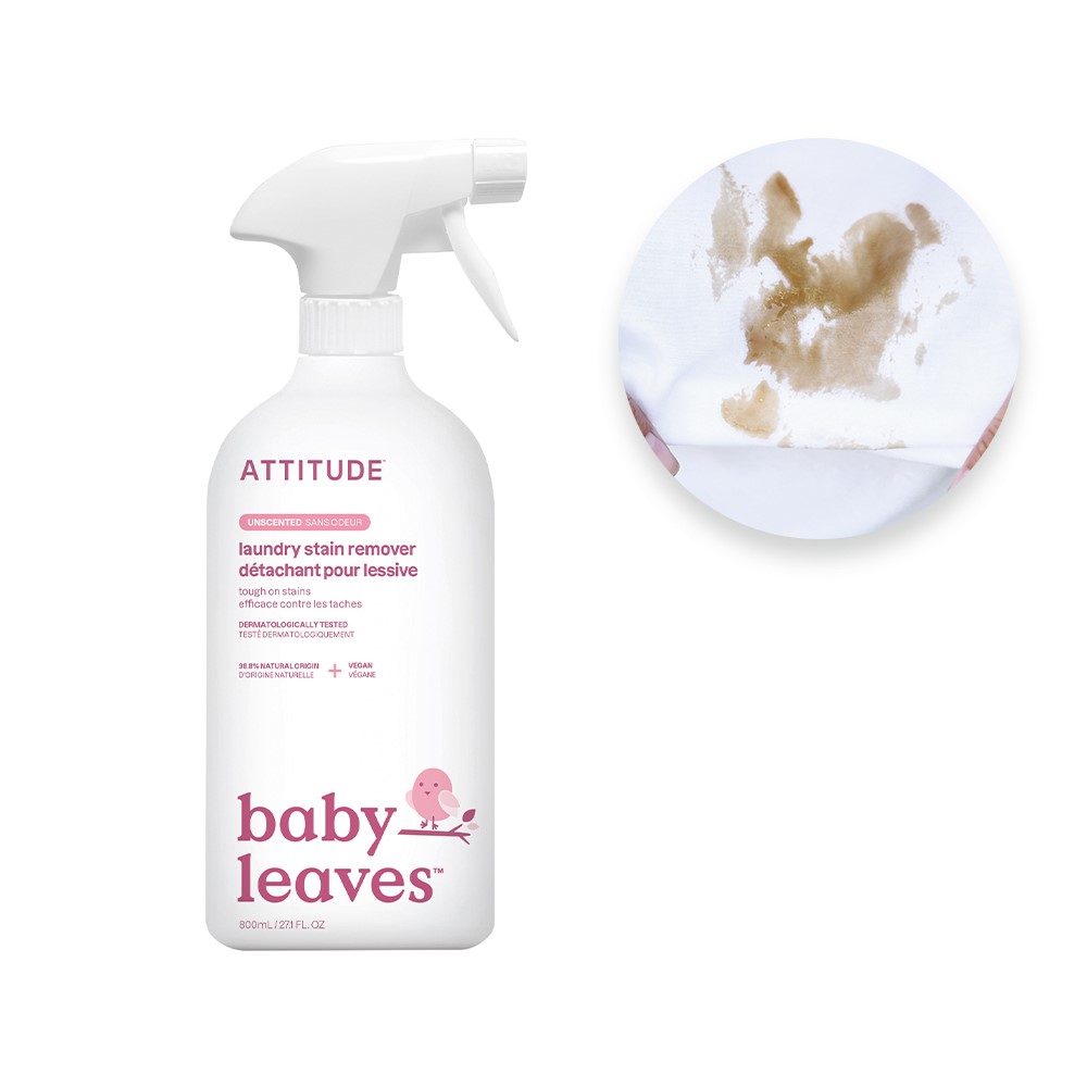 Attitude BABY LEAVES™, Odplamiacz do ubranek dziecięcych w spray'u, bezzapachowy, 800 ml