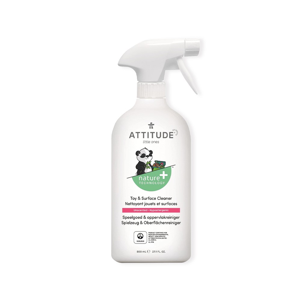 Attitude BABY LEAVES™, Spray do mycia zabawek i powierzchni w pokoju dziecka, bezzapachowy, 800 ml