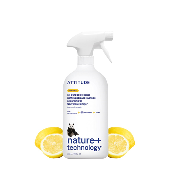 Attitude NATURE+, Uniwersalny spray do czyszczenia, Skórka Cytrusowa, 800 ml