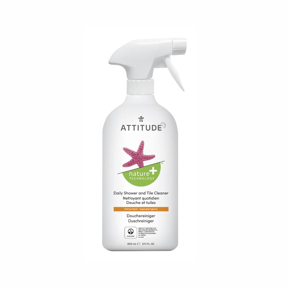 Attitude NATURE+, Spray do czyszczenia kabiny prysznicowej o zapachu skórki cytrusowej, 800 ml