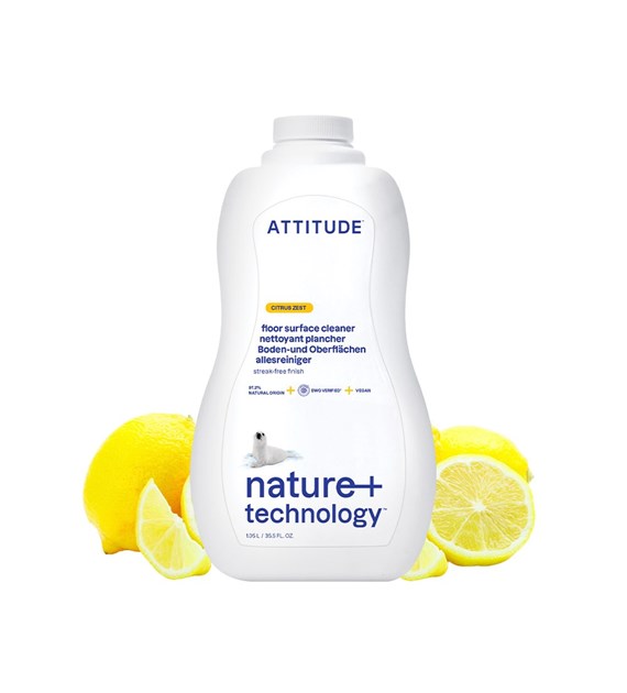 Attitude NATURE+, Płyn do mycia drewnianych podłóg oraz płytek o zapachu skórki cytrusowej, 1050 ml