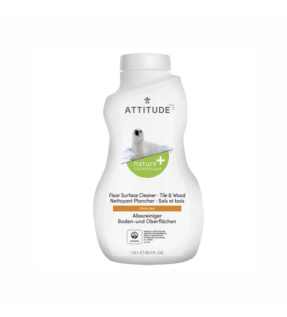 Attitude NATURE+, Płyn do mycia drewnianych podłóg oraz płytek o zapachu skórki cytrusowej, 1050 ml