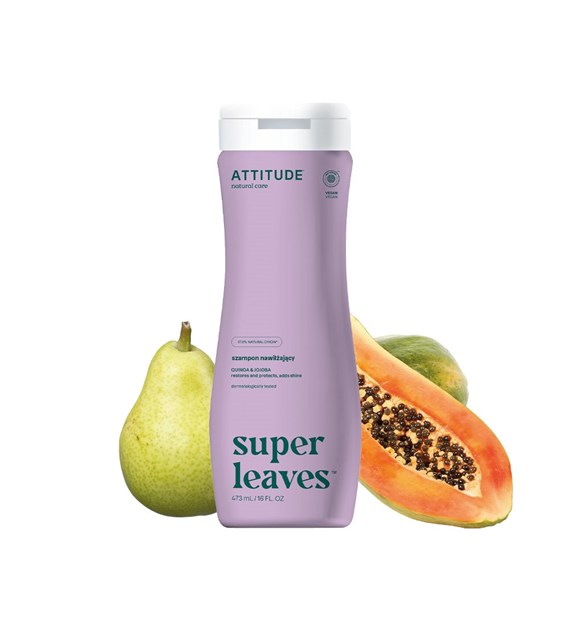 Attitude SUPER LEAVES™, Szampon nawilżający do włosów suchych z quinoa i olejem z jojoba, 473 ml