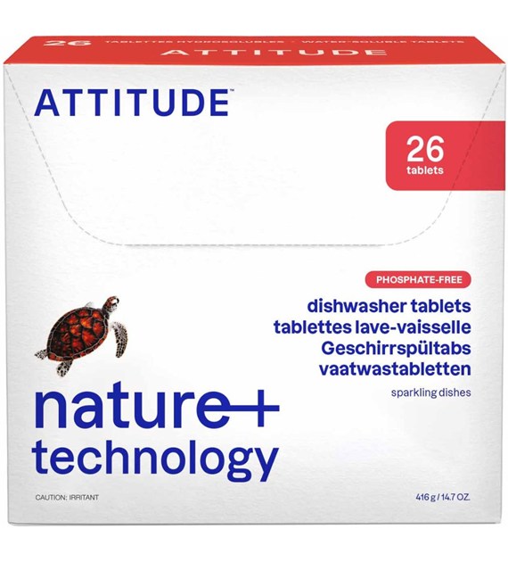 Attitude NATURE+ TECHNOLOGY, Naturalne tabletki do zmywarki, 26 szt.