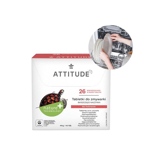 Attitude NATURE+, Naturalne tabletki do zmywarki, 26 szt.