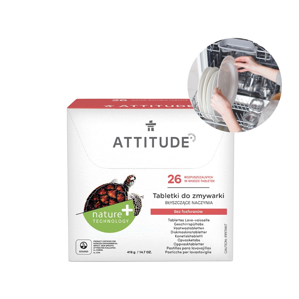 Attitude NATURE+, Naturalne tabletki do zmywarki, 26 szt.