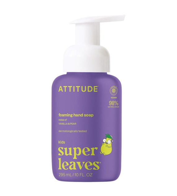 Attitude LITTLE LEAVES™, Mydło w piance do rąk dla dzieci o zapachu wanilii i gruszki, 295 ml