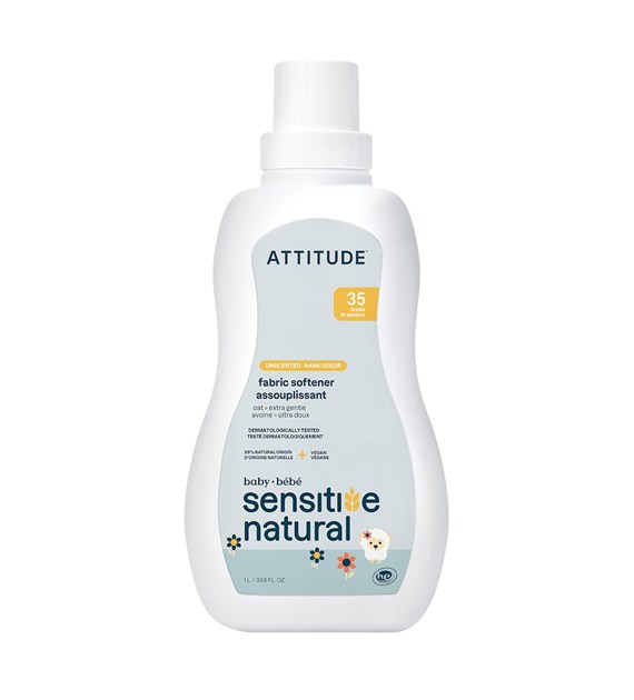 Attitude SENSITIVE SKIN BABY, Delikatny, bezzapachowy płyn zmiękczający do płukania ubranek dziecięcych, 1L