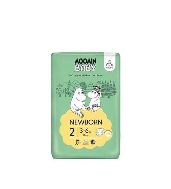 MOOMIN Baby, Pieluszki 2 (3-6 kg), 56 szt. EKO