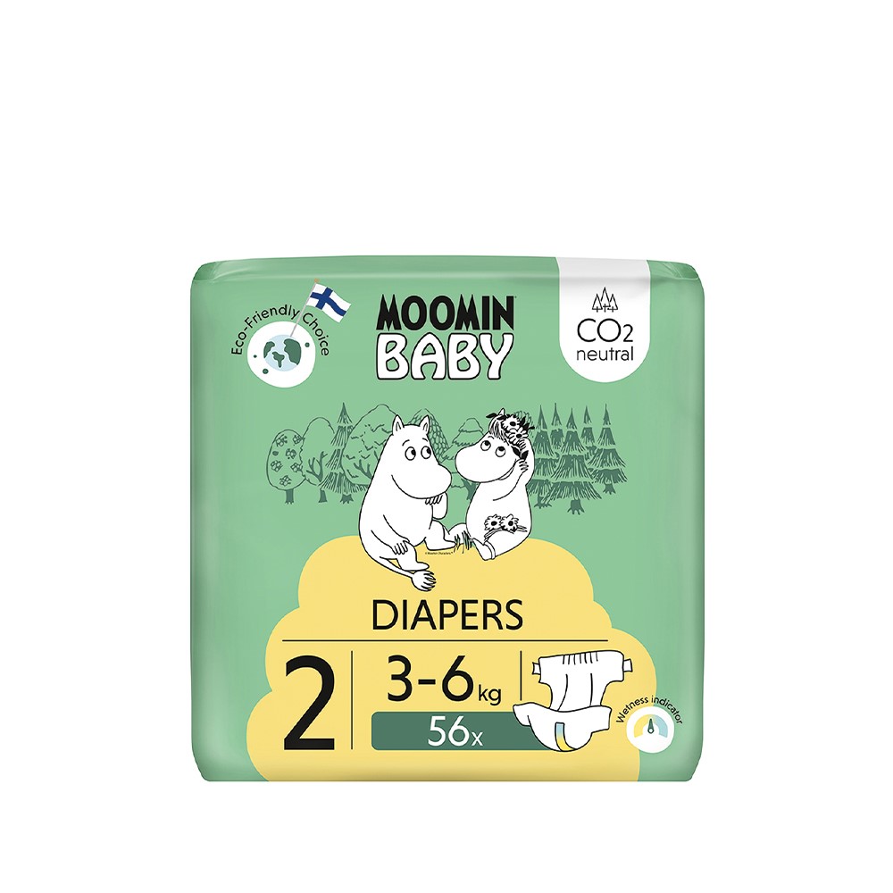 MOOMIN Baby, Pieluszki 2 (3-6 kg), 56 szt. EKO