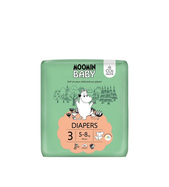 MOOMIN Baby, Pieluszki 3 MIDI 5-8 kg, 48 szt. EKO