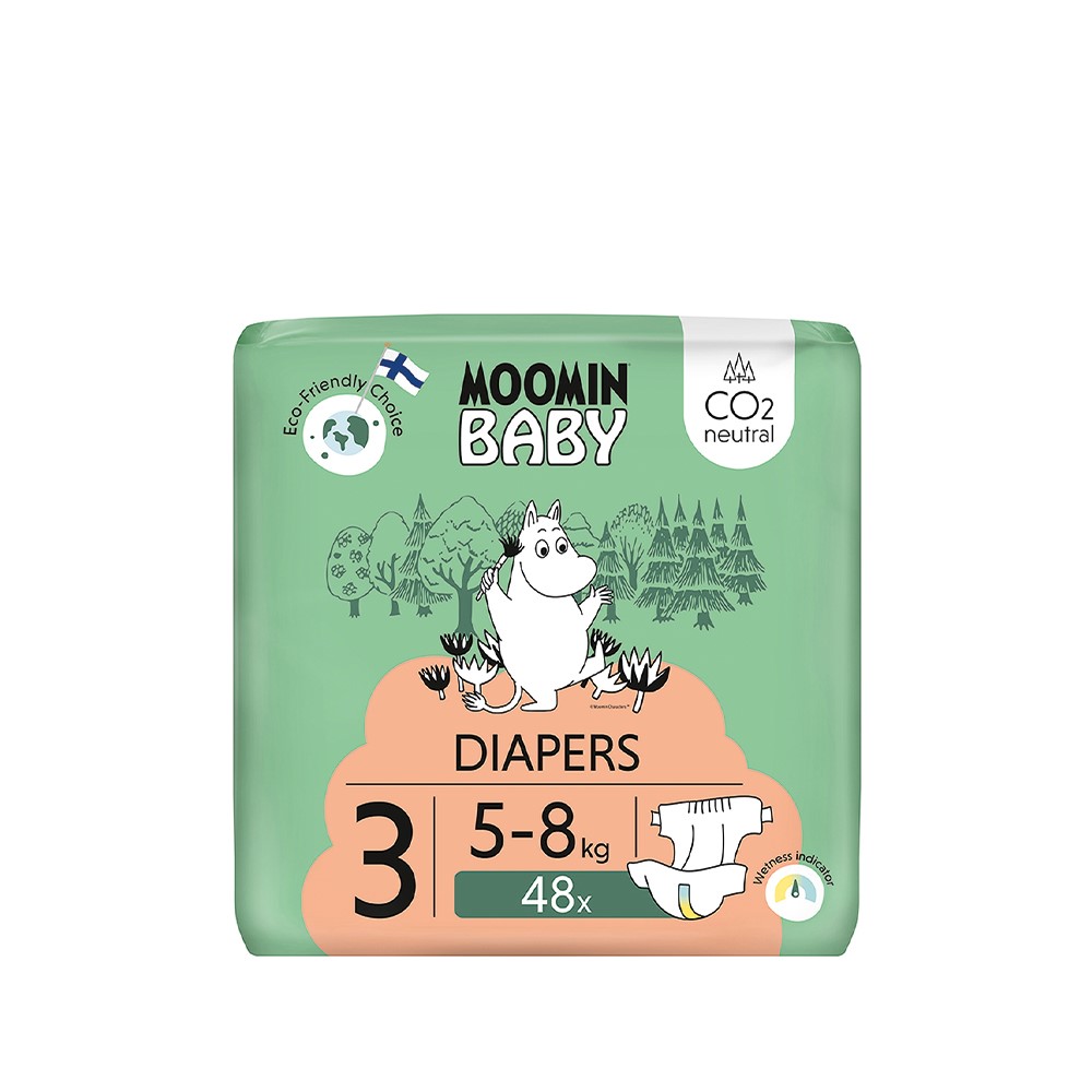 MOOMIN Baby, Pieluszki 3 MIDI 5-8 kg, 48 szt. EKO