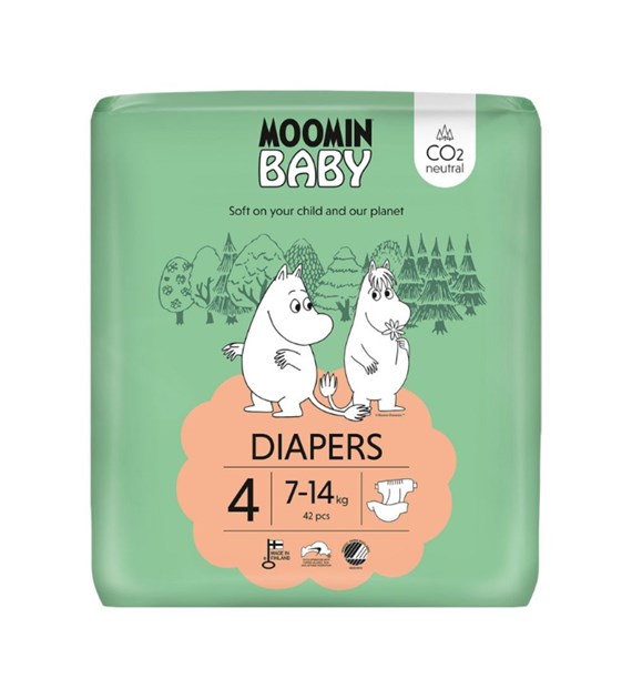 MOOMIN Baby, Pieluszki 4 MAXI 7-14 kg, 42 szt. EKO