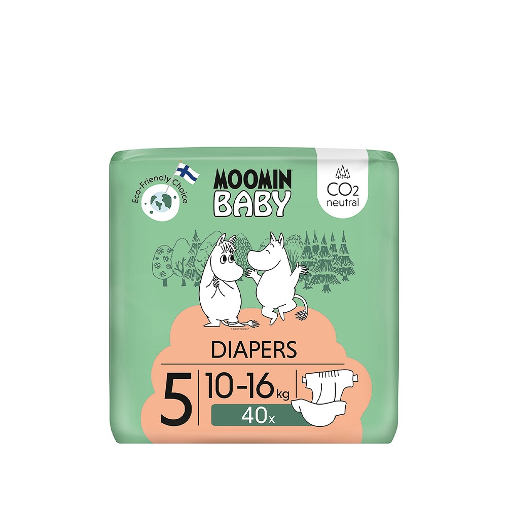 MOOMIN Baby, Pieluszki 5 MAXI 10-16 kg, 40 szt. EKO