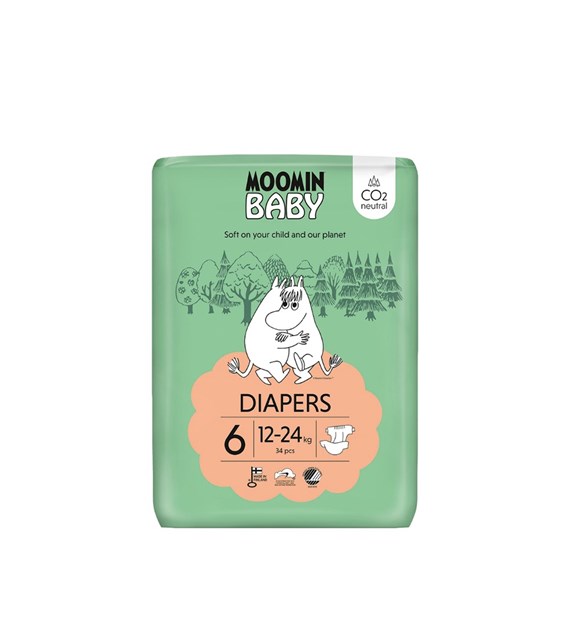 MOOMIN Baby, Pieluszki 6 JUNIOR (12-24kg), 34 szt. EKO