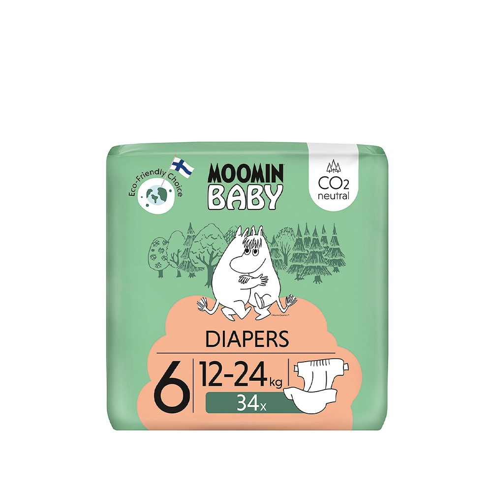 MOOMIN Baby, Pieluszki 6 JUNIOR (12-24kg), 34 szt. EKO