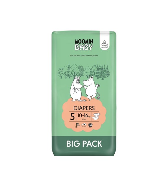 MOOMIN Baby, Pieluszki  5 MAXI (10-16kg), 60 szt. EKO BIG PACK