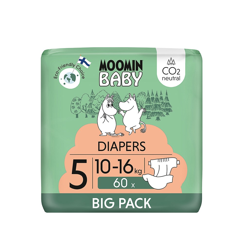 MOOMIN Baby, Pieluszki  5 MAXI (10-16kg), 60 szt. EKO BIG PACK