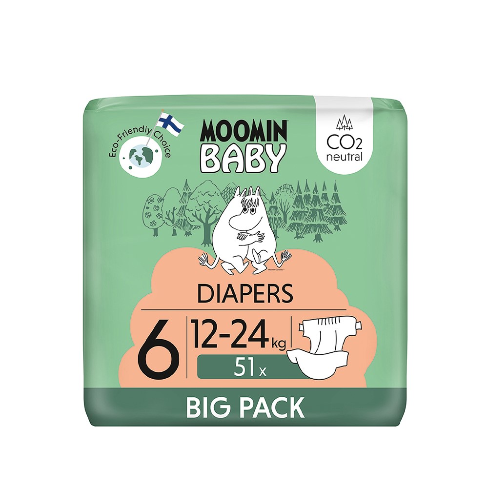 MOOMIN Baby, Pieluszki 6 JUNIOR (12-24kg), 51 szt. EKO BIG PACK