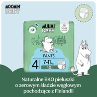 Muumi Baby, Pieluchomajtki ekologiczne dla dzieci, rozmiar 4 (7-11kg), 40 szt.