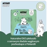 Muumi Baby, Pieluchomajtki ekologiczne dla dzieci, rozmiar 7 (16-26 kg), 34 szt.