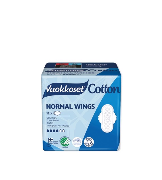 Vuokkoset, COTTON, NORMAL WINGS, Podpaski ze skrzydełkami, 12 szt.