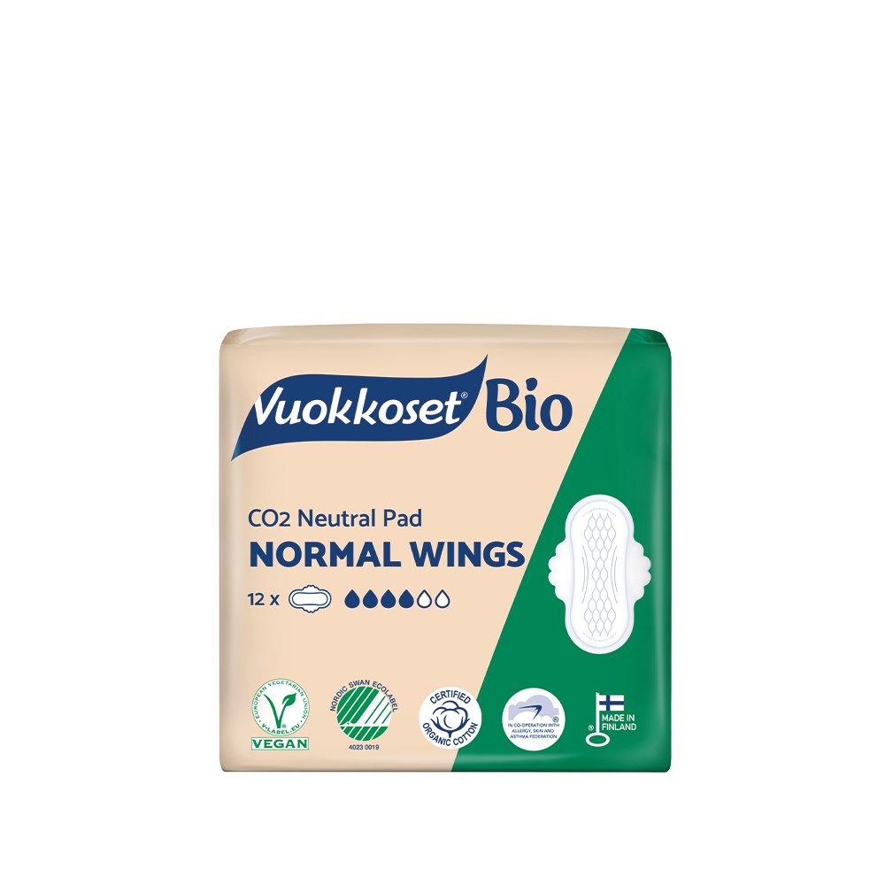 Vuokkoset, BIO, NORMAL WINGS, Podpaski ze skrzydełkami, 12 szt.