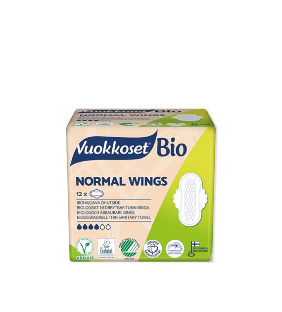 Vuokkoset, BIO, NORMAL WINGS, Podpaski ze skrzydełkami, 12 szt.