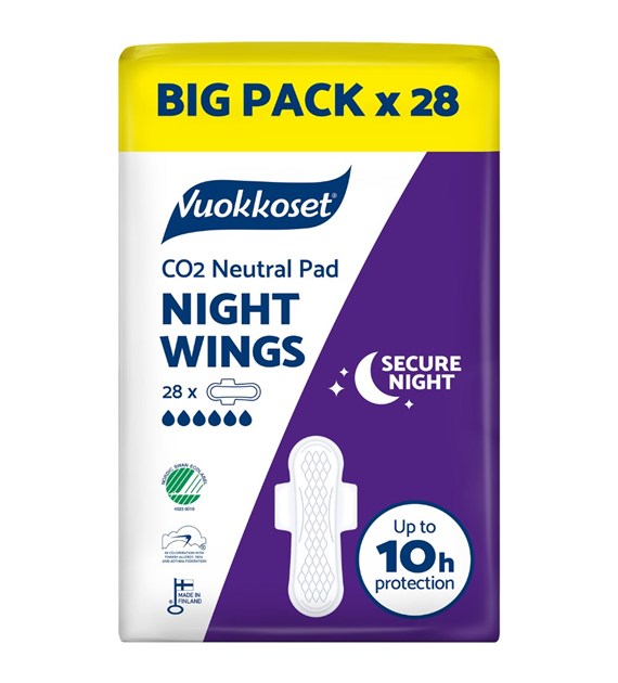 Vuokkoset, NIGHT WINGS, Podpaski na noc ze skrzydełkami, opakowanie BIG PACK, 28 szt.