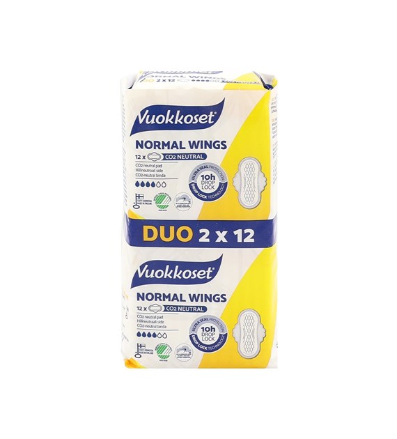 Vuokkoset, NORMAL WINGS, Podpaski ze skrzydełkami, DUOPACK (2 x 12 szt.)