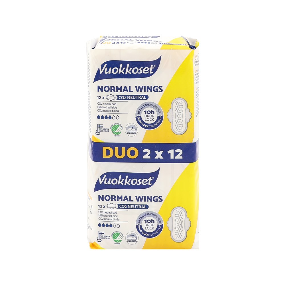 Vuokkoset, NORMAL WINGS, Podpaski ze skrzydełkami, DUOPACK (2 x 12 szt.)