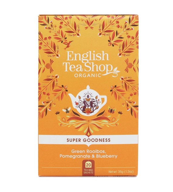 English Tea Shop, Herbata Green Rooibos, Pomegranate & Blueberry, 20 saszetek