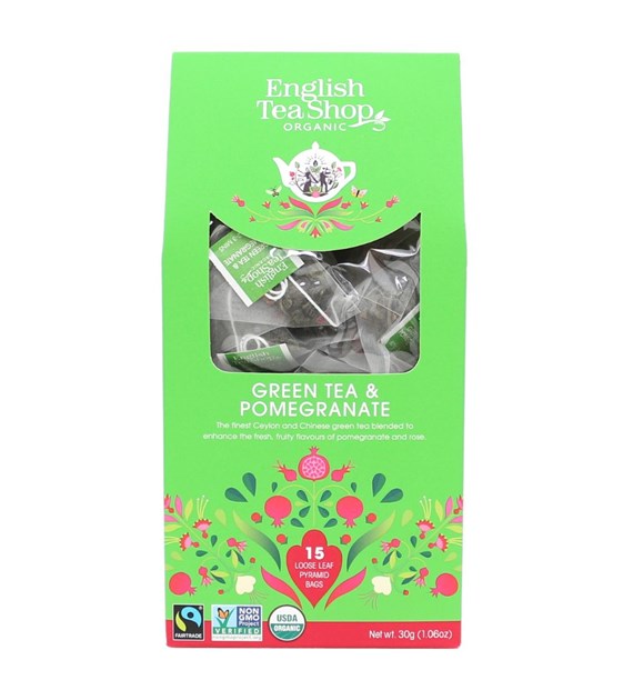 English Tea Shop, Herbata Green Tea & Pomegranate, 15 piramidek